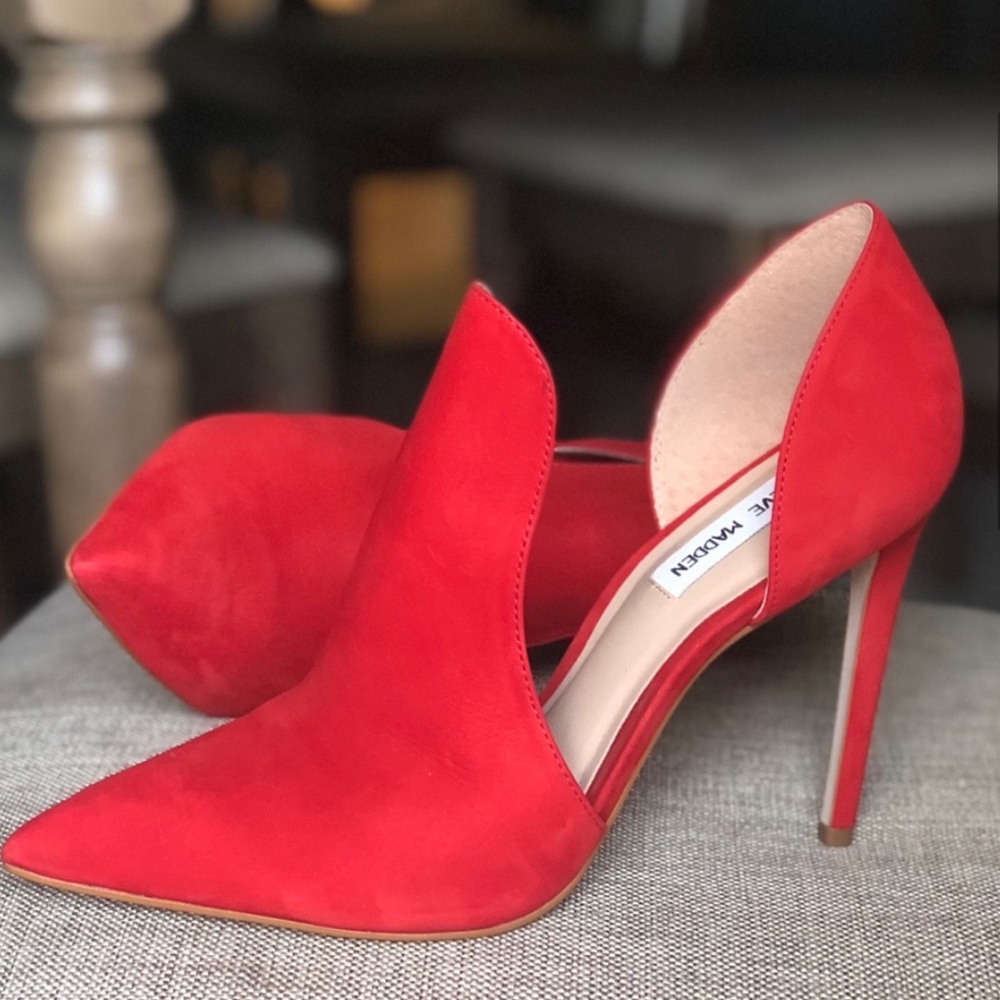 Steve Madden Dolly Suede Pump red heels red stilettos
